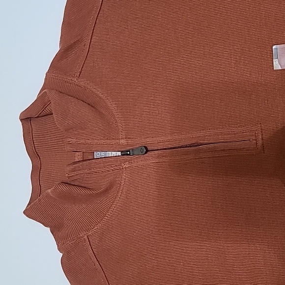 NWT JOSEPH ABBOUD Burnt Orange Ribbed Quarter Zip Pullover Shirt - Size XL - Picture 2 of 15